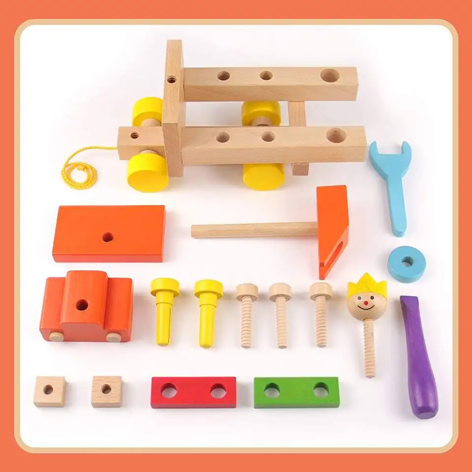 Wholesale organic wooden educational toys wood car wooden engineering toy cars