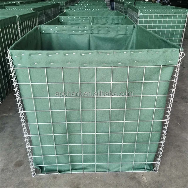 High Tensile Strength Green Geotextile Zinc-Coated Defensive Sand Barrier Flood protection Barriers /welded Mesh Barrier Bastion