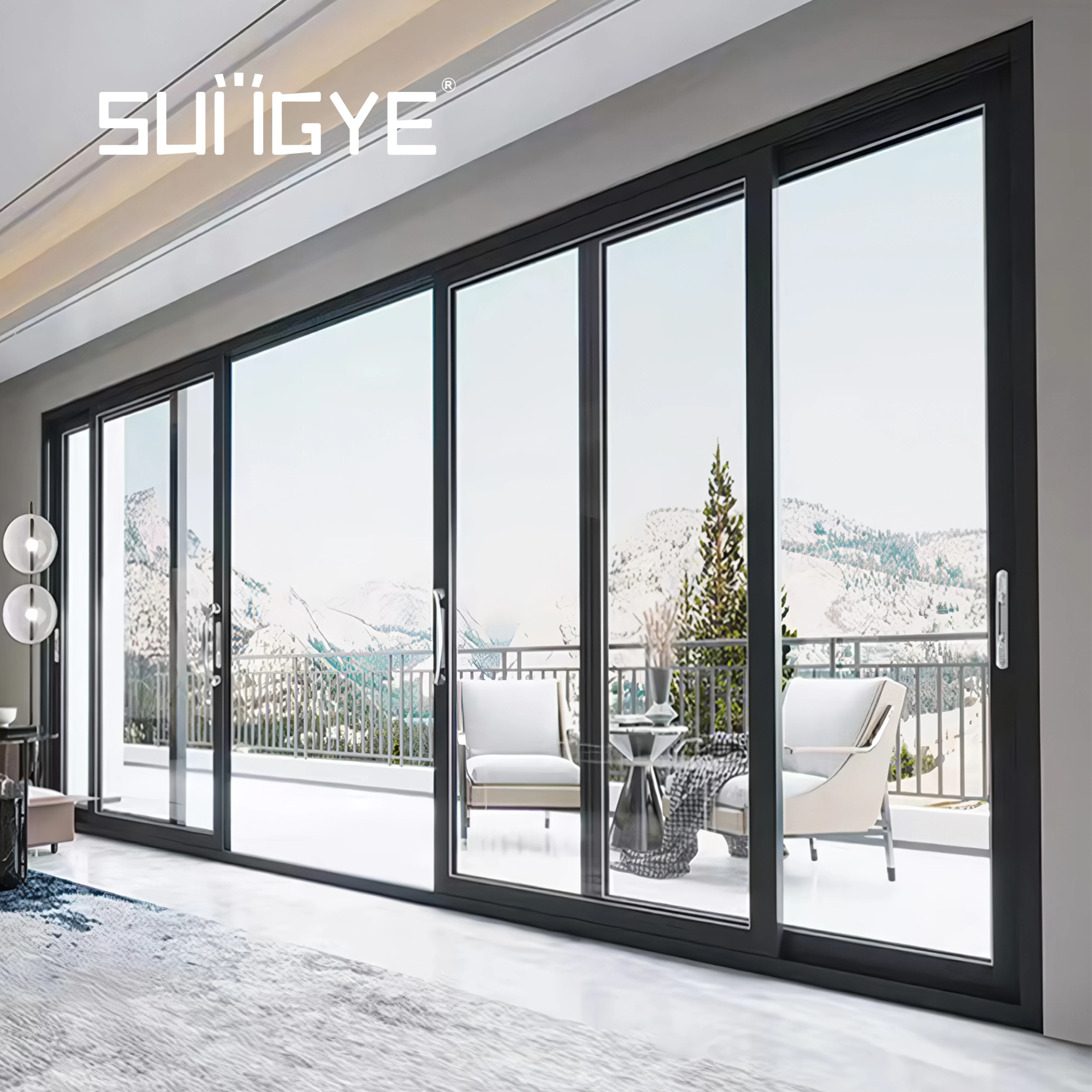Exterior sliding glass doors aluminum white closing large stacking interior glass windows and doors