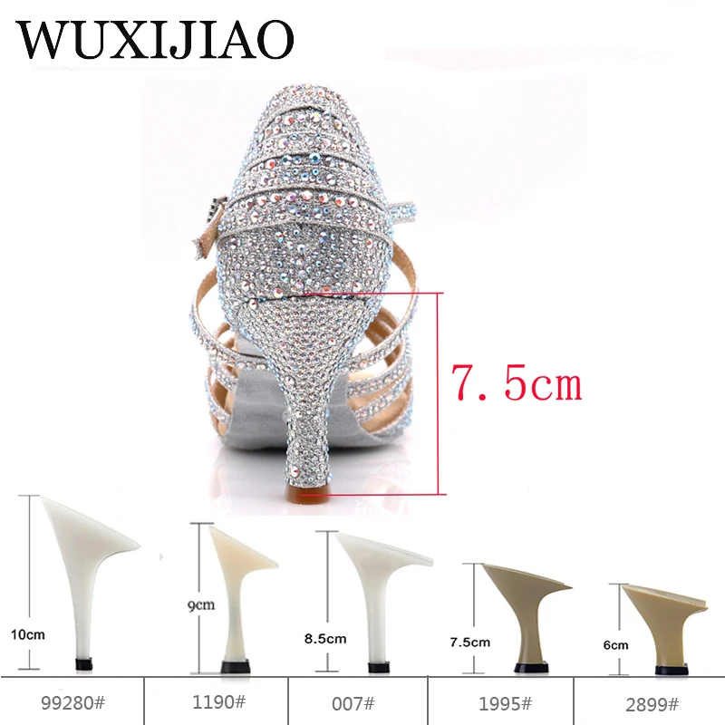 Classic Silver Sparkle Diamond Wedding Shoes English Pattern Dance Shoes Latin Dance Sasha Tango Dance Shoes KS-051