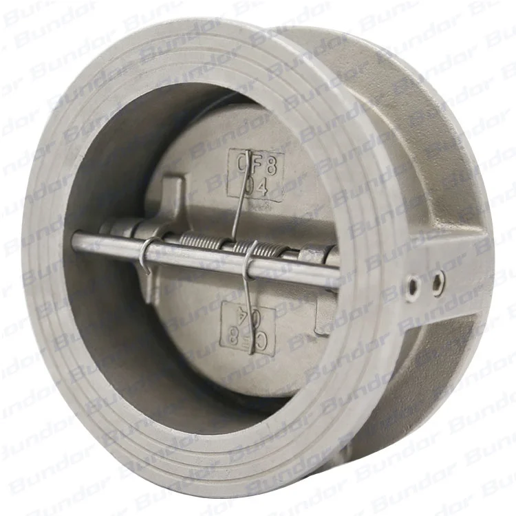 Bundor ss 316 stainless steel non return valve 1.6Mpa dual plate 4 - 6 inch 100mm check valve