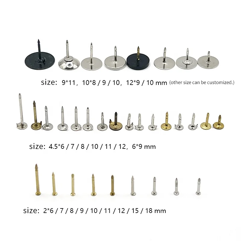 Factory price brooch accessories round blank nail pin backs metal crafts solid brass butterfly clutch pin back