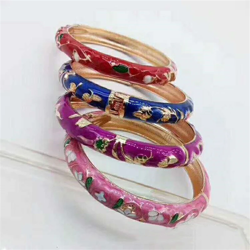 Wholesale Latest Designs High Quality Cloisonne Bracelet Retro Drop Oil Carved Hollow Bracelet Stall Jewelry