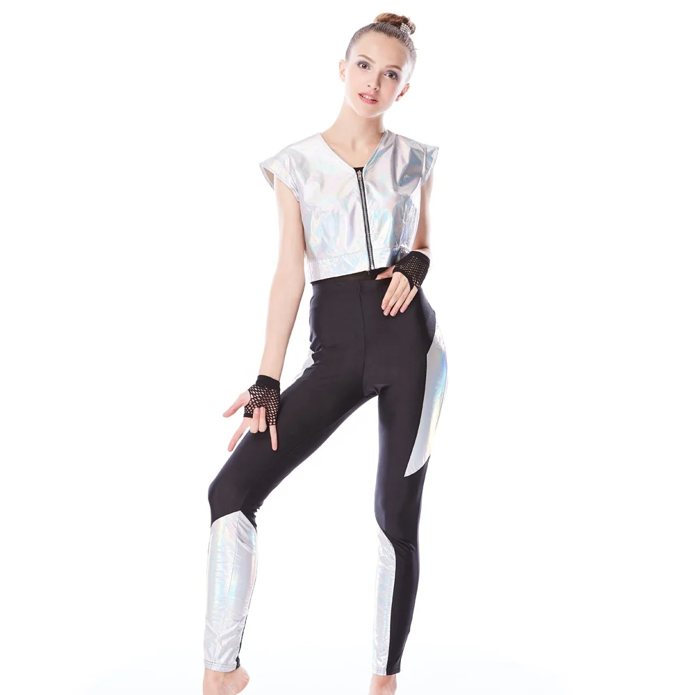 MiDee MJ Hip Hop Costume 3 Piece Outfit Clothing Jazz Hip Hop Dance Wear Vest Pants and Leotard.