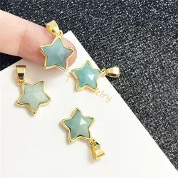 Wholesale  pentagonal  Shape Natural Stone green aventurine Pendant DIY for Necklace or Jewelry Making