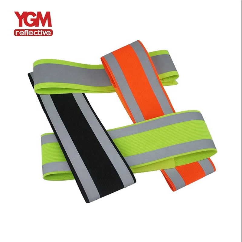 Custom Reusable Adjustable Elastic Hook Loop Reflective Armband