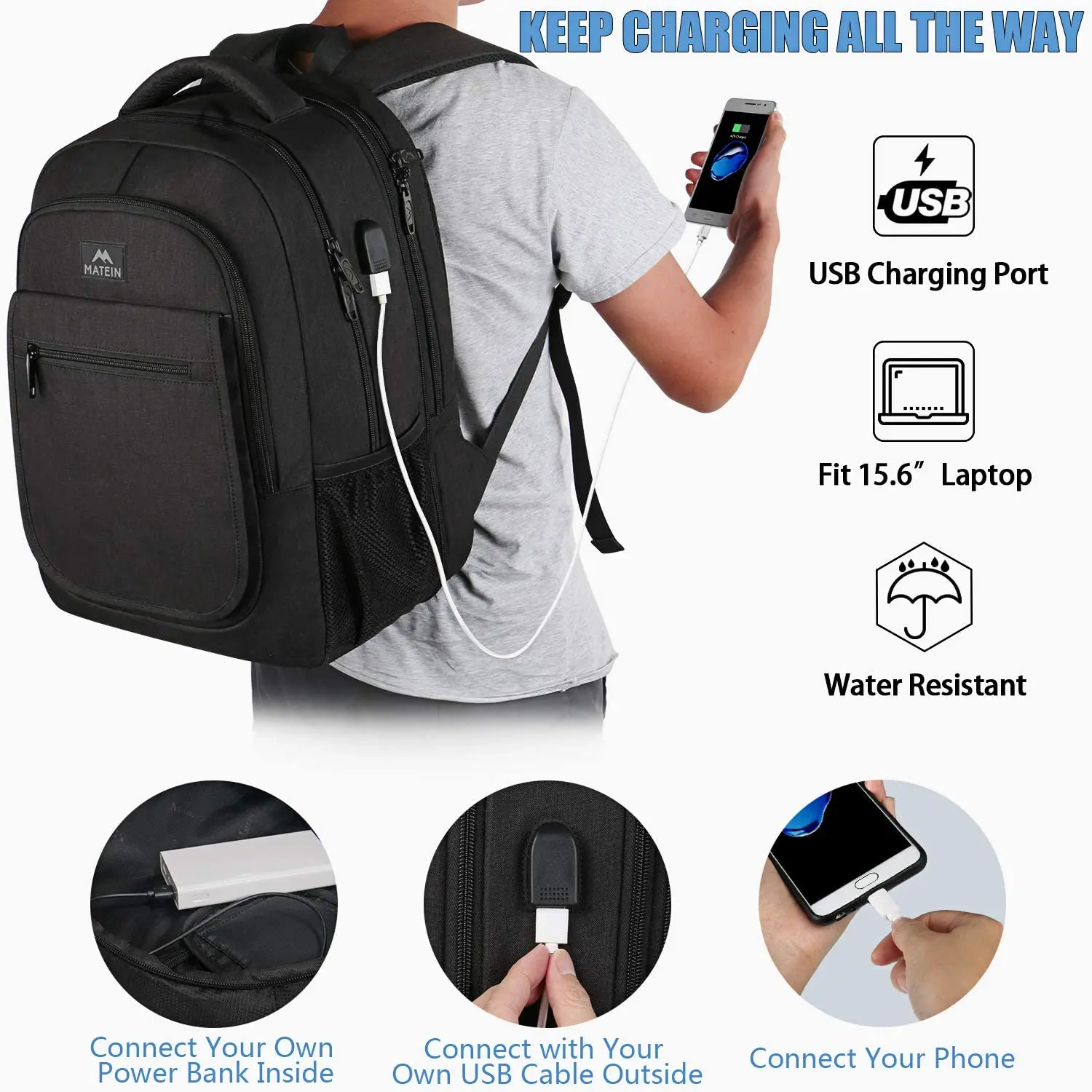 Hot Sale Mochilas Business Men Bagpack Expandable School Bags Water Resistant Women Casual Travel Laptop Backpack