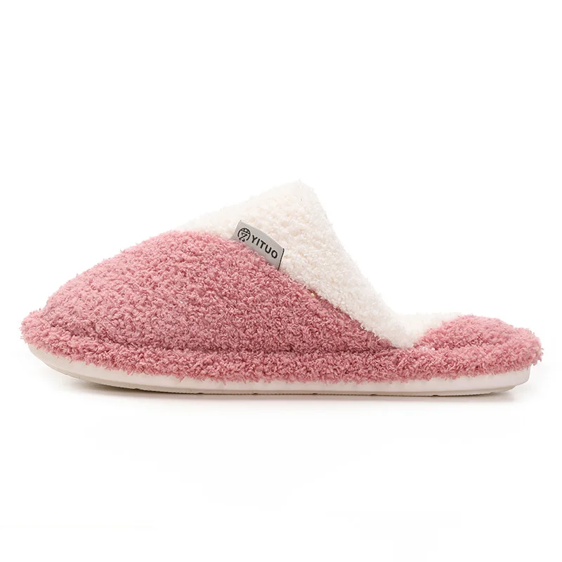 Manufacturers directly sales custom winter plush flurry indoor bedroom fluffy couple cotton quite slides slippers for women men