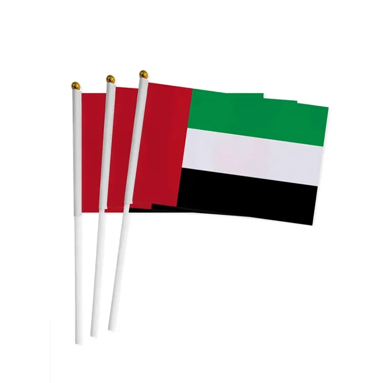 High Quality Custom Digital Printing Polyester 14*21cm UAE Hand Waving Flag for Sports Events