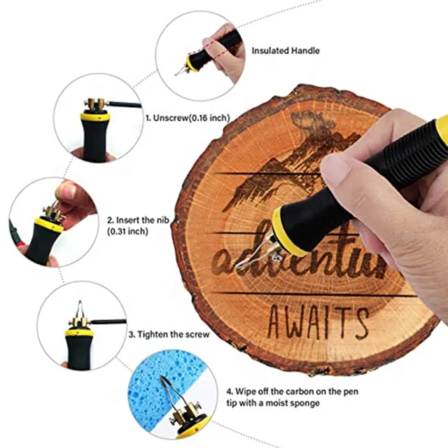 Pyrography Wood Burning Kit Wood Burner Tool Dual Pen 60W Upgraded Adjustable Pyrography Machine
