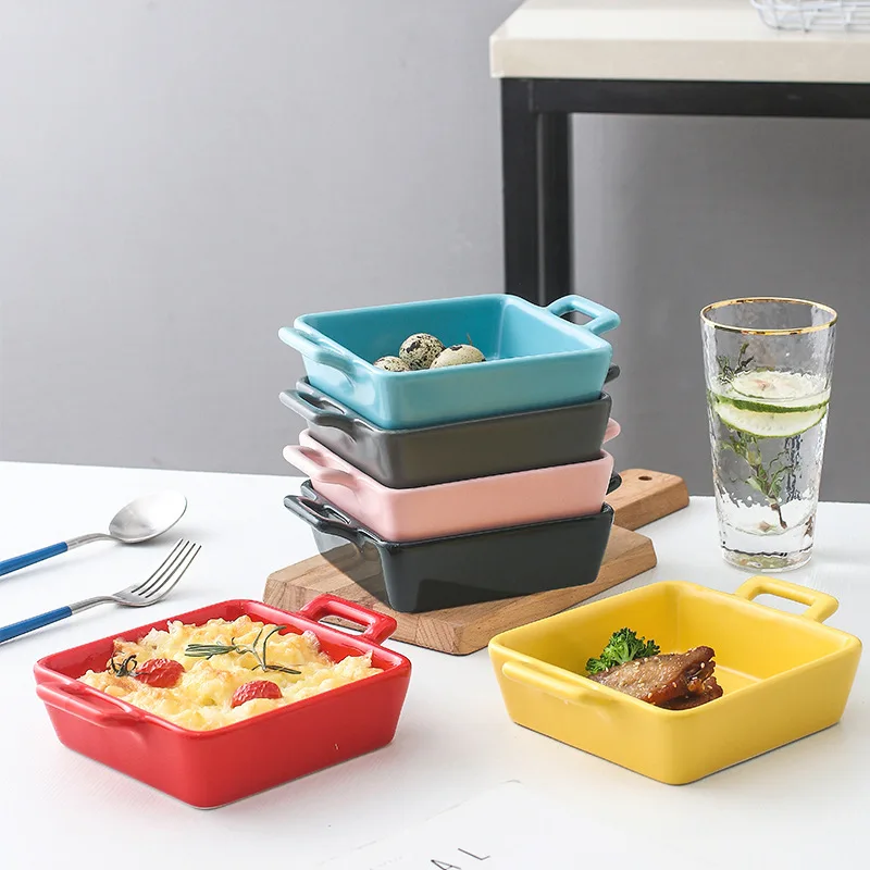 Nordic cutlery ceramic amphorae square creative baking dish cheese home microwave oven baking dish