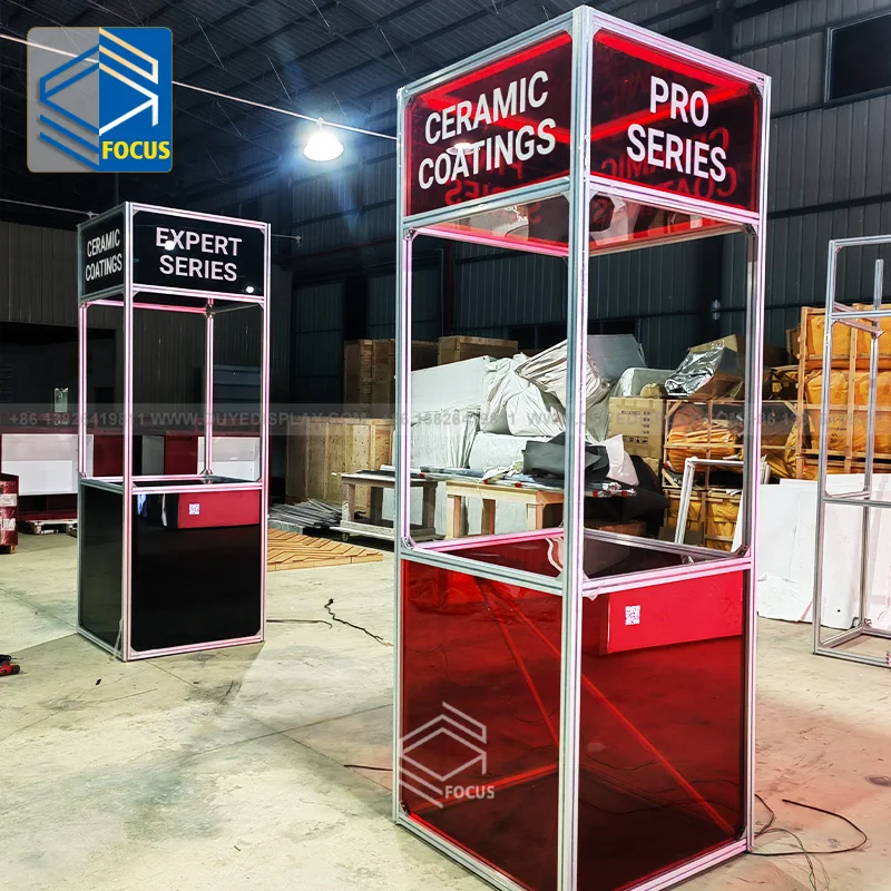 Trade Show Exhibition Booth Display Rack Design Modern Aluminum Glass Display Cabinet