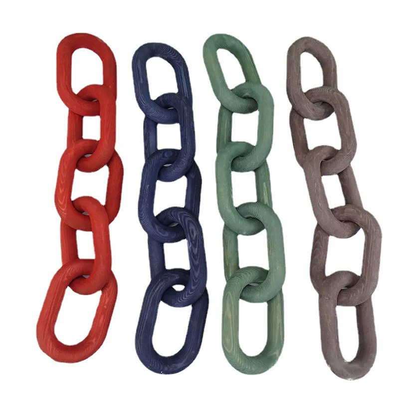 home decoration pine wood  5 link  Wooden Chain link decoration
