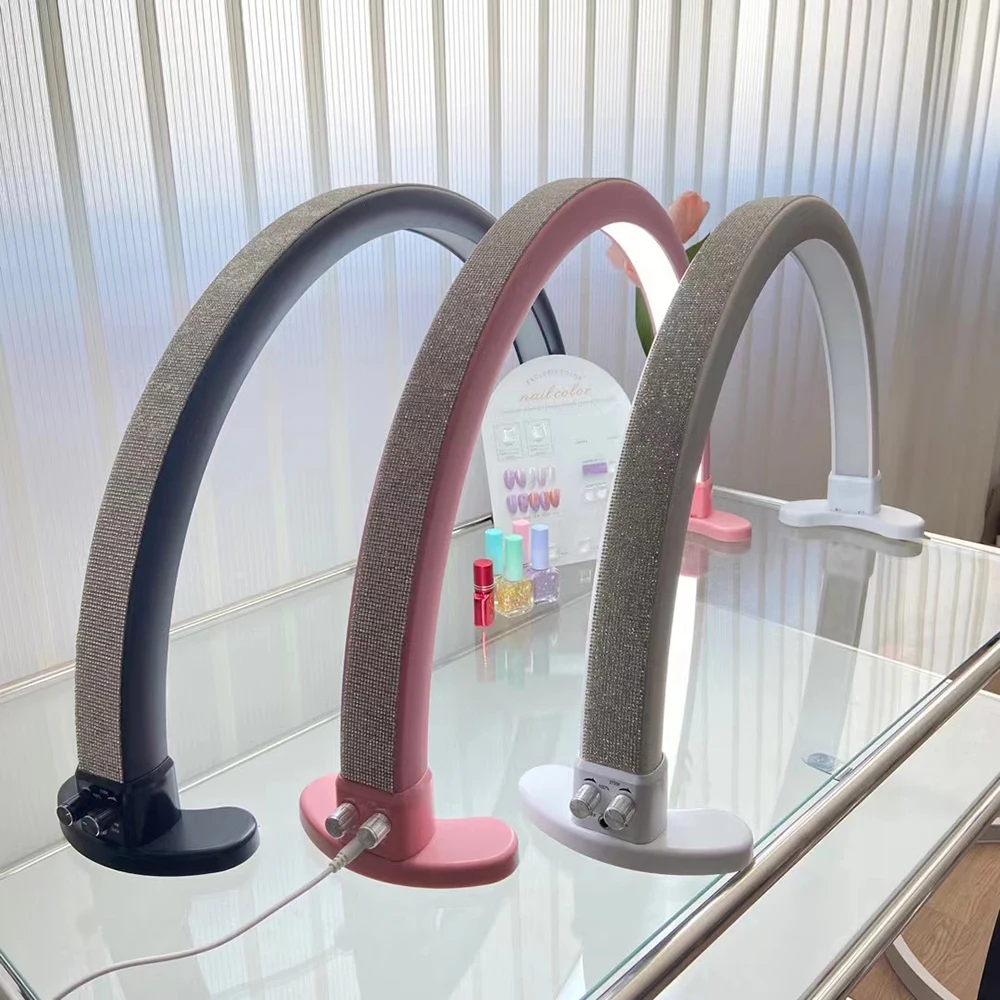 White Pink Black Desk Lamp Nail Half Moon Arch Nail Tools Black Painting Desk Table Lamps Beauty Salon Manicurist LED Nail Lamp