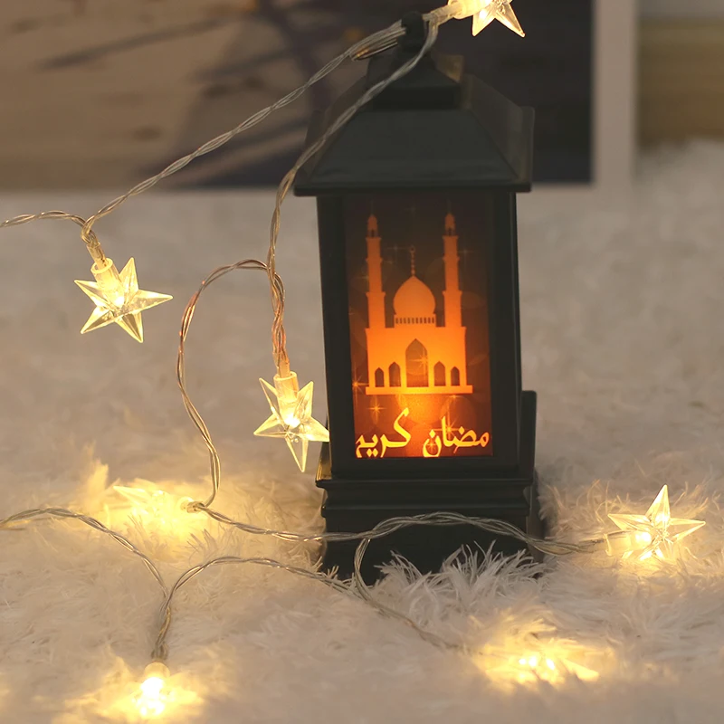 Islamism Muslim Battery USB Powered Led Moon And Star Christmas Halloween Ramadan Eid Wall  Hanging String Decoration Lights