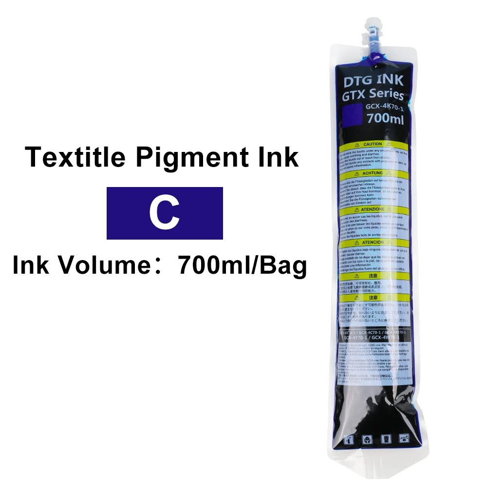 Xcellent 700ML GTX Digital Pigment fillled ink bag with DTG  ink one time use chip  for Brother GTX GTX PRO Printer