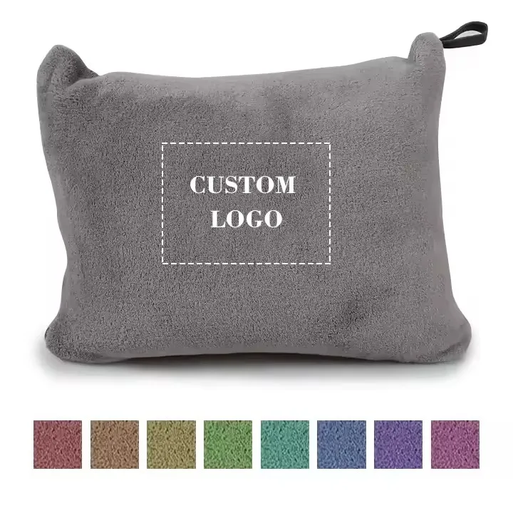Luxury Soft And Foldable Easy Carry Custom Logo 2 In 1 Pillow travel blanket and pillow