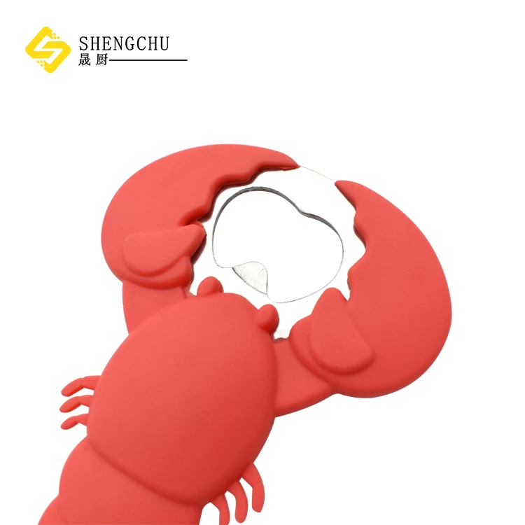 Wholesale Silicone Lobster Beer Opener 3D Rubber Cartoon Beer bottle Opener for gift promotion