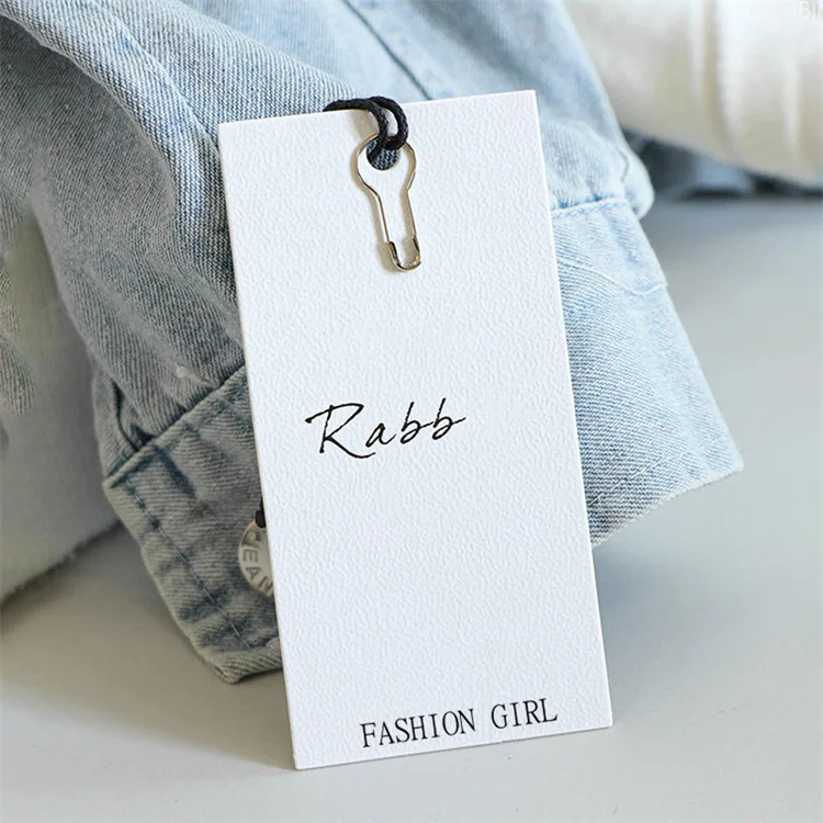 Custom Luxury Garment Swing Tags Clothes Label Print Name Logo Plastic Hang Tag With String Paper Hangtags For Clothing Own Logo