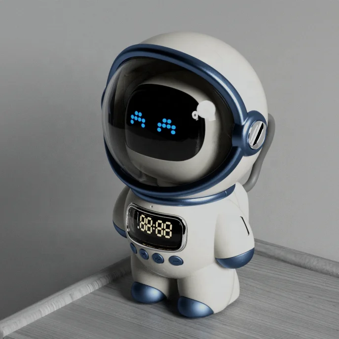 New Arrival Astronaut Design Alarm Clock  BT Speaker FM Radio TF Card Bedside Smart Wake up Table Clock