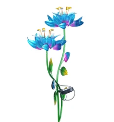 Hourpark Patio Garden Stake Iron Windmill Outdoor Metal Garden Decoration 3D Solar LED Wind Spinners