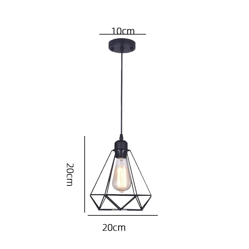 American Style Retro modern minimalist black metal chandelier 110V 220V Iron Cage E27 Pendant lights