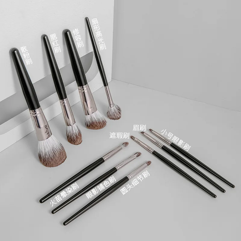 High End Cosmetic Brush Kit 10 PCS Luxury Snow Fox Hair Brush Bag Portable Makeup Brush Set