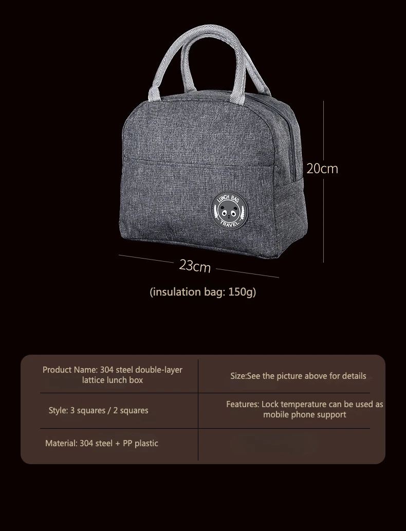 Stackable airtight keep food hot 304 stainless steel and plastic tiffin lunch box bento food storage container for adults & kids