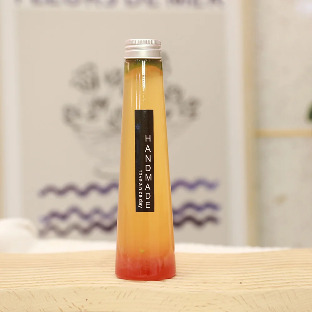 145ml 200ml Transparent Empty Plastic PET Drinking Bubble Tea Juice Packaging Bottles With Cap