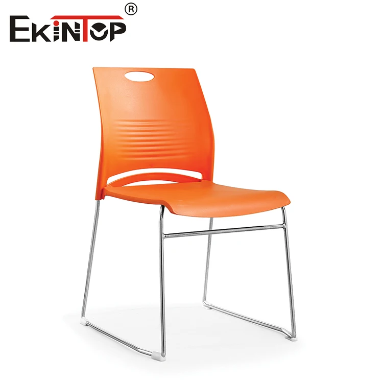 Ekintop Hot Sale Upholstered Padded Plastic Stackable Chair Office Metal Frame Fabric Armless Stacking Plastic Conference Chairs