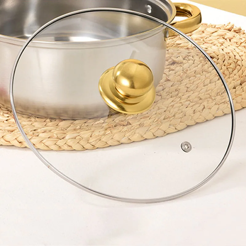 Golden Handle Stock Pot 10 Pieces Set 16-24cm Household Stainless Steel Pot Cookware Set