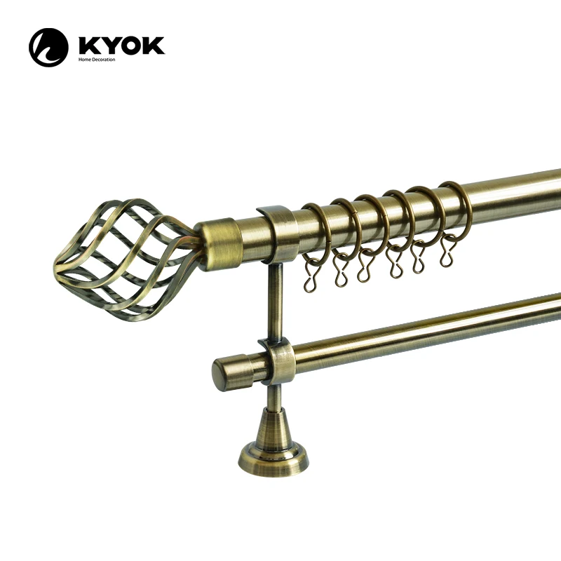 KYOK cheap price cage Shaped Anti Brass curtain rod accessories for interior decoration