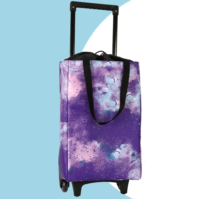 Wholesale Metal Supermarket Trolley Wheels Reusable Waterproof shopping trolley cart bag with wheels and handles