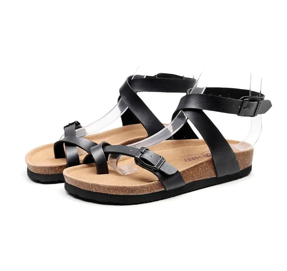 
Women Ladies Cross Strap Ankle Buckle Braided Cushioned Flat Sandals women Basic Roman Shoes Sandalia 