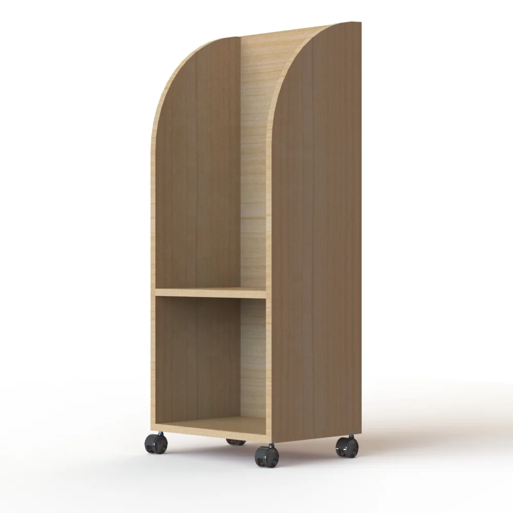 Wooden Maple Newspaper Display Racks 2 Shelves MDF Floor Literature Display Stand with caster