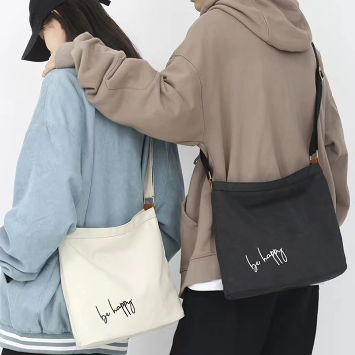 Shoulder custom printed logo canvas messenger bags man postman sling for women crossbody bag woman