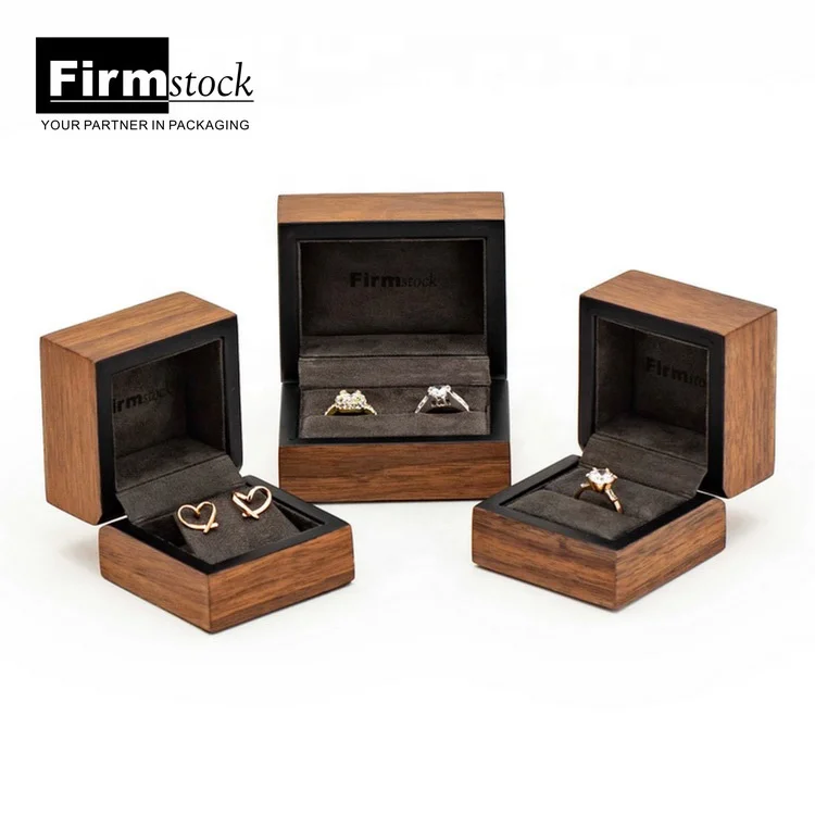 Holistic storage Wood Jewelry Case Organizer Packaging wooden two ring Jewelry Box