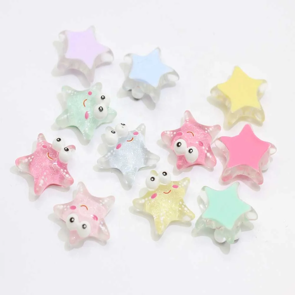 100pcs Colorful Kawaii Resin Simulation Small Starfish Crafts Flatback Cabochon Decorative For Phone Diy Accessories