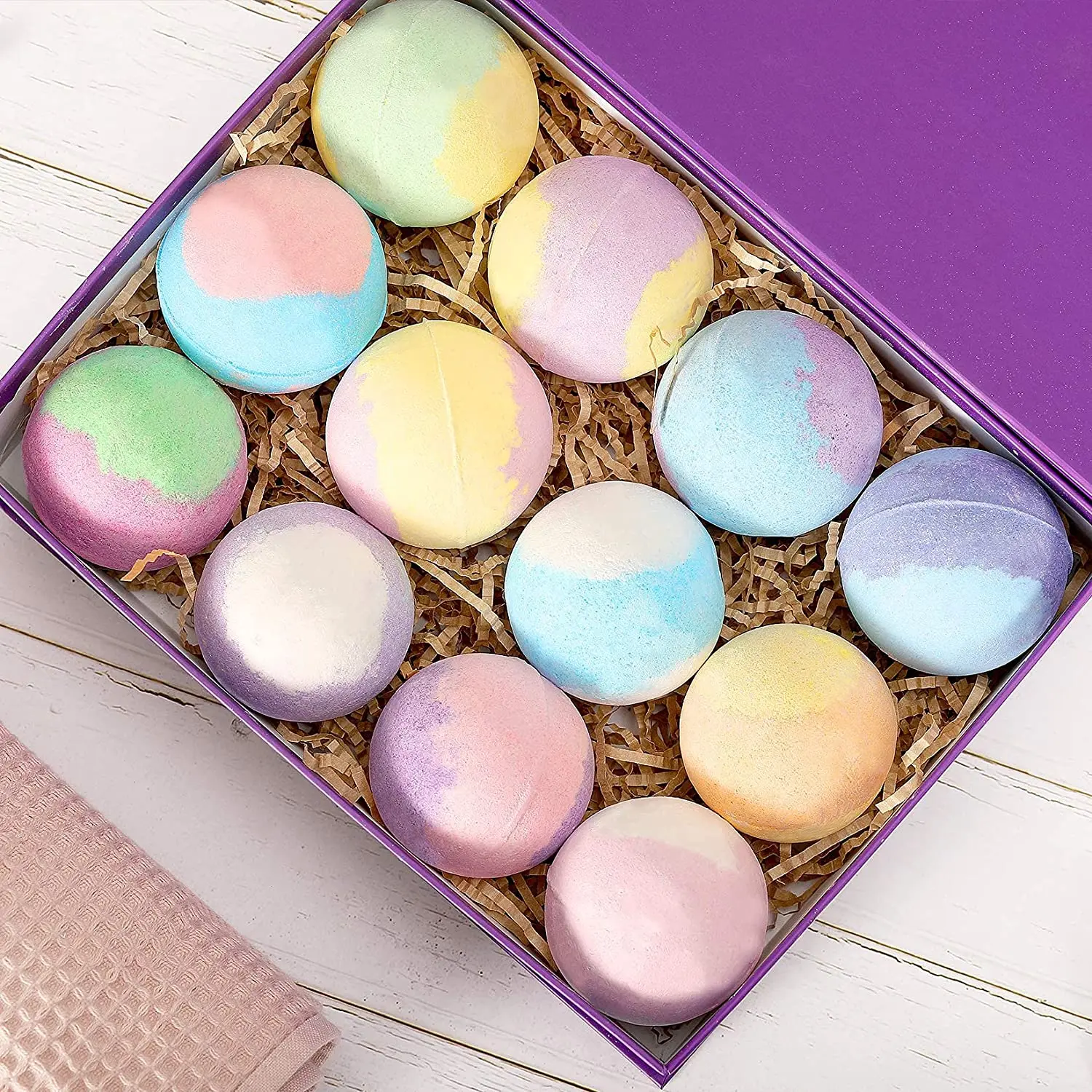 OEM Hot Sell Natural Ingredient Rainbow Multicolor Bubble Molds Rainbow BathBombs With Logo Bath Bombs Set Organic