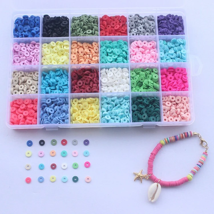 
6000 Pcs 6mm DIY Round Flat Polymer Clay Beads for Jewelry Making Kit 