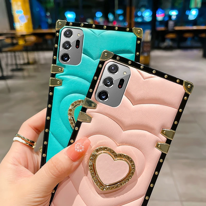 Unique Luxury love heart Cell Back Cover fundas Phone Case For Samsung Note 20 Ultra S23 S22 S21 S20 FE S10 S9 Plus