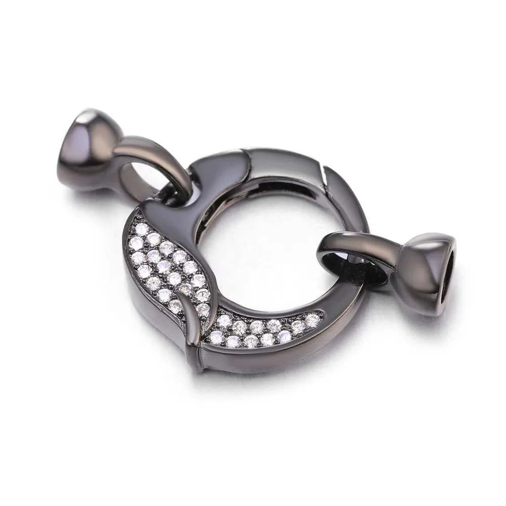 Diy Jewelry Accessories Double Side Connectors Zirconiz Rhinestone Leaf  Round Lobster Clasp