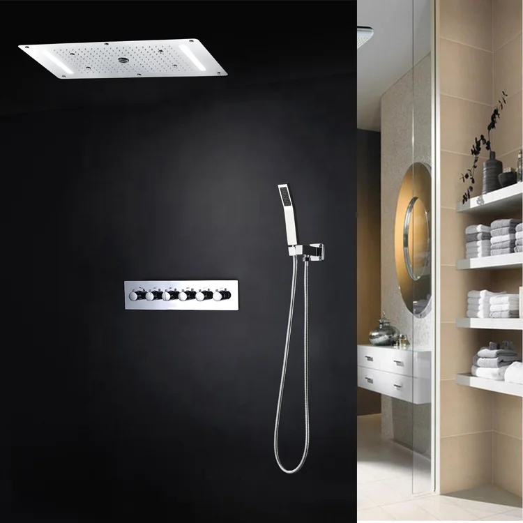 Shower Panel multi function Stainless Steel LED Rainfall Shower Set Massage System Faucet polish bathtub Shower Column