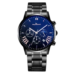 Лидер продаж 2020, Роскошные мужские часы, хронограф с пользовательским логотипом, кварцевые наручные часы из нержавеющей стали