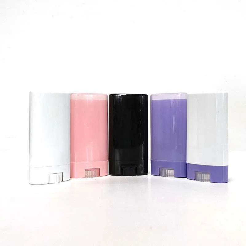 High quality plastic oval shape black twist up deodorant containers