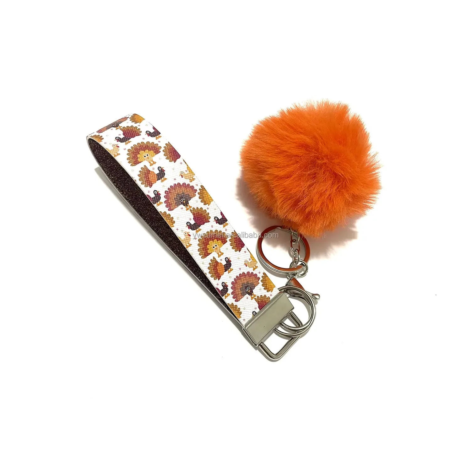 New Leather Wrist Strap Keychain Halloween and Christmas Pattern Self-Defense Key Chain Accessories