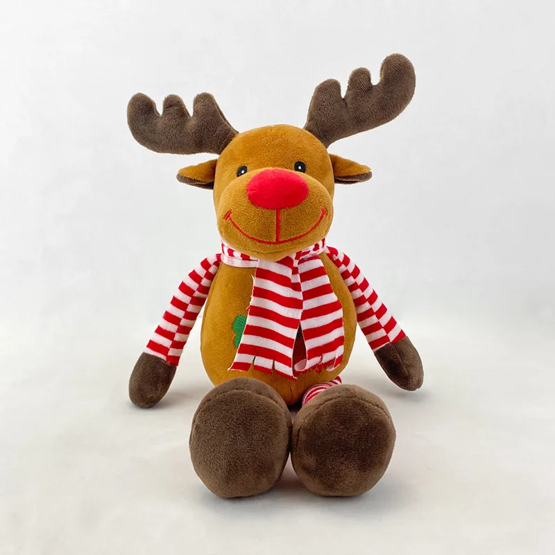 Wholesale customization stuffed teddy bear animal dog deer reindeer soft plush toy Christmas doll toy supplier for kids gift