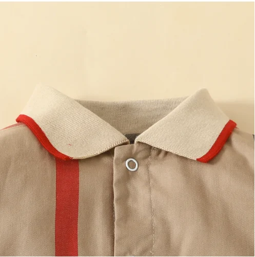 Spring and autumn pure cotton newborn crawling clothes for men and women, long-sleeved baby lapel one-piece clothes