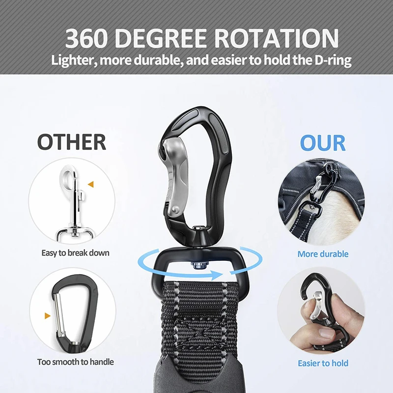 
6FT Strong Nylon Dog Leash with Highly Reflective Threads and Bungee Buffer Leash and padded handle,dog car seat belt 