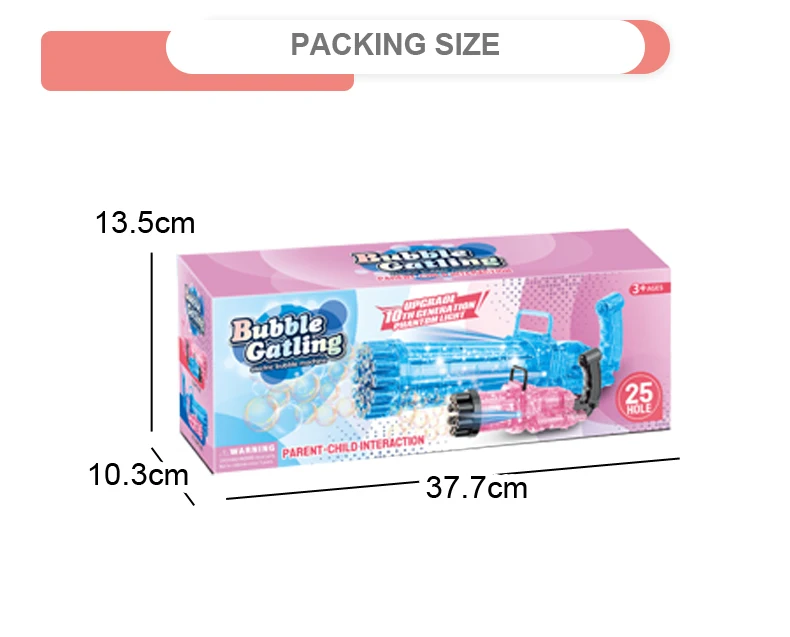 Bubble Gun for Toddlers Bubble Machine 2022 Automatic 25 Holes Bubbles Maker with Music and Light gatling toy gun